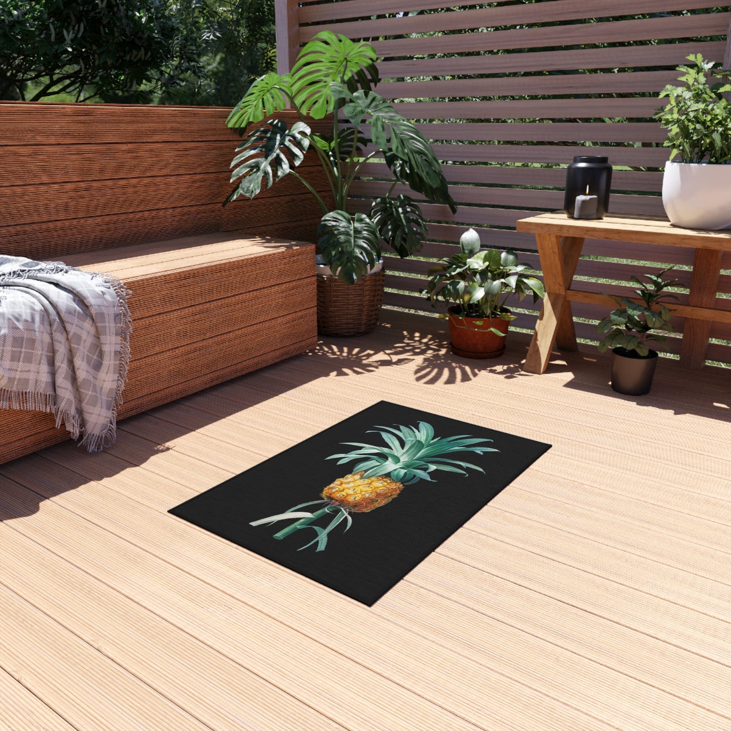 Tropical Pineapple Outdoor Rug - Perfect for Patios, Picnics, and Summer Gatherings