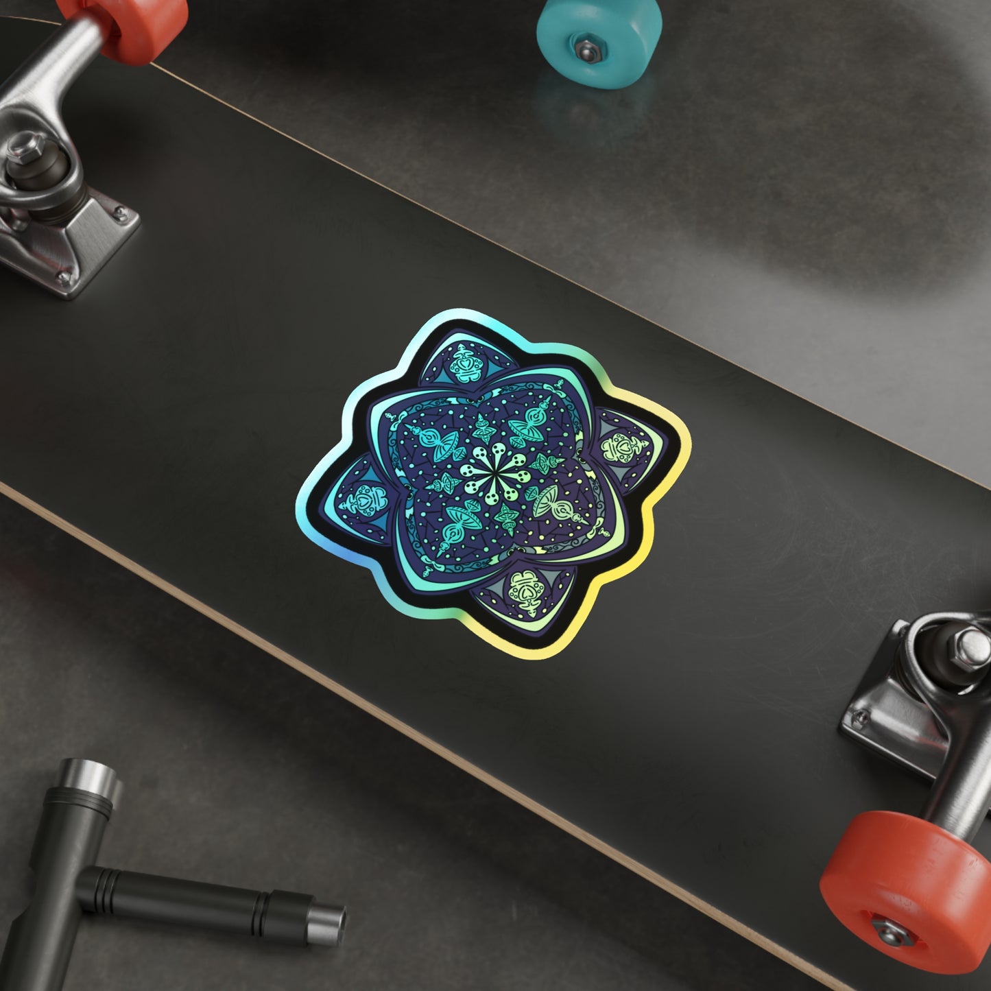 Navy Spirits Mandala Holographic Die-cut Stickers