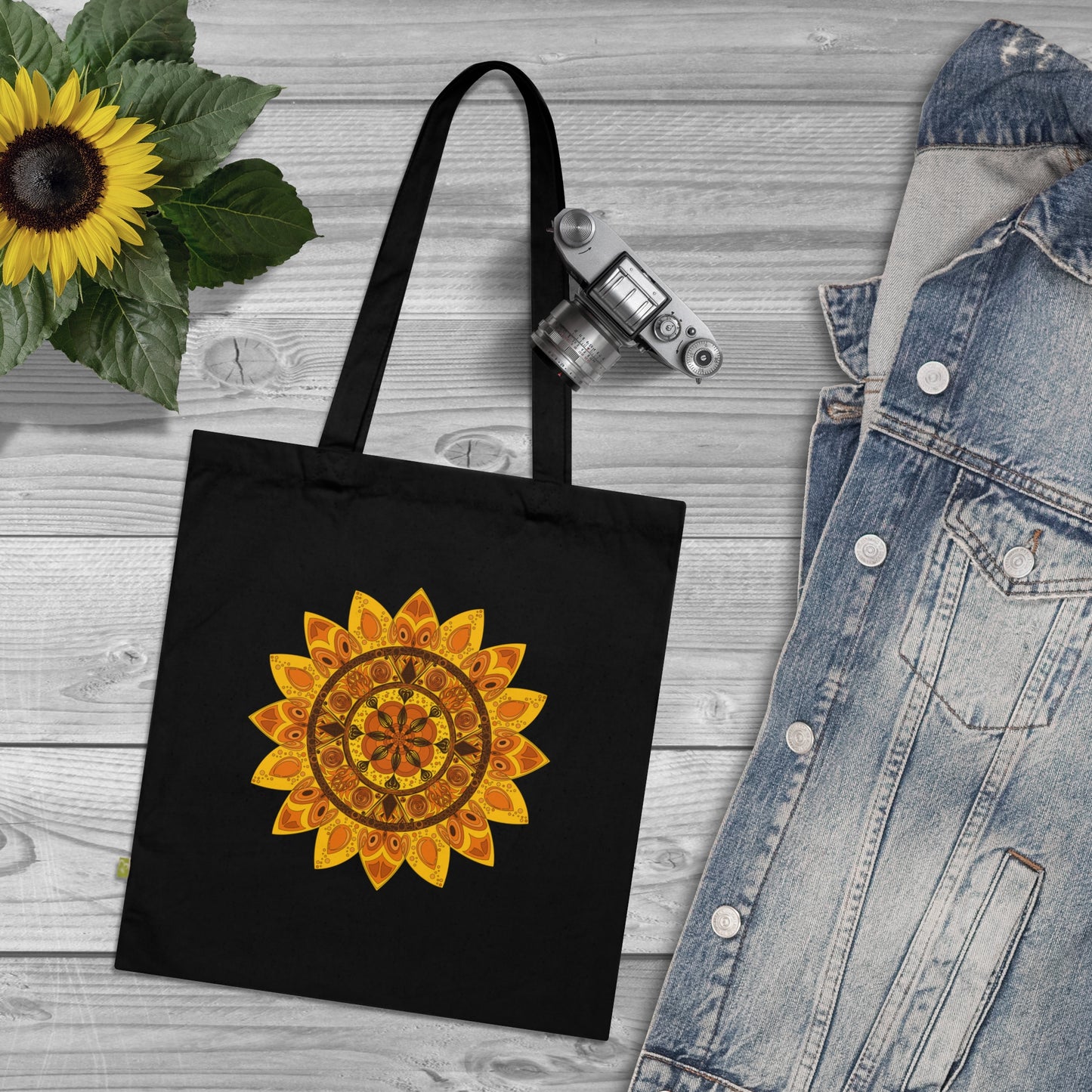 Sunflower Mandala Tote Bag