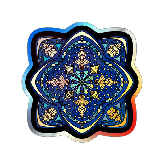 Blue & Gold Spirits Mandala Holographic Die-cut Stickers